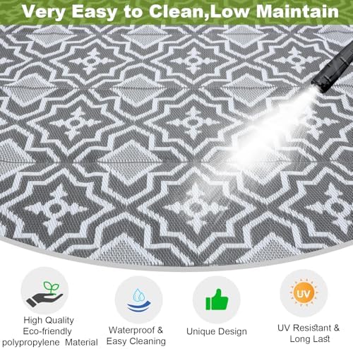 Alfolo Outdoor Rug for Deck 8x10 Waterproof,Outdoor Plastic Straw Camping Rug...