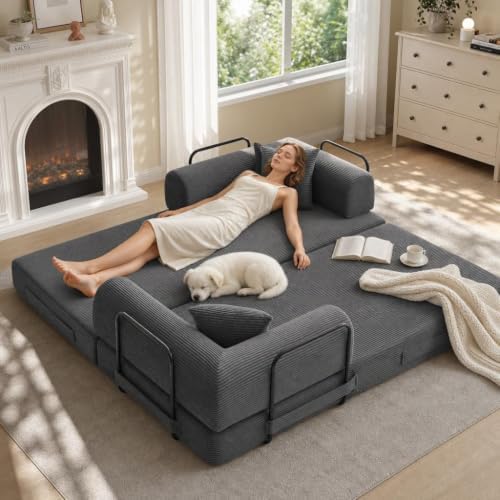 IDEALHOUSE 79" Convertible Futon Sofa Bed, Boneless Couch for Living Room