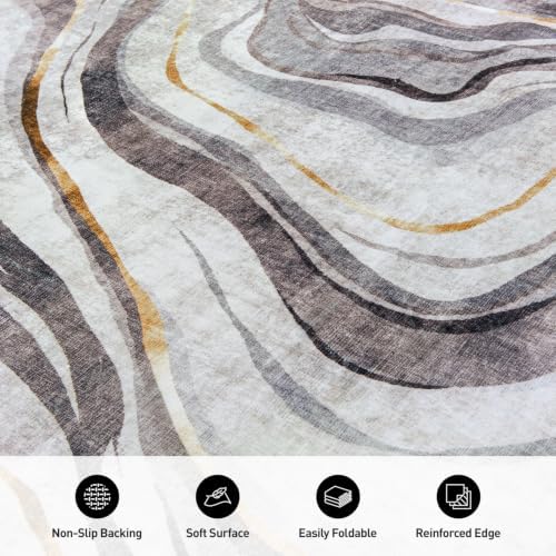 Rugshop Contemporary Marble Design Washable Non Slip Area Rug 5' x 7'...