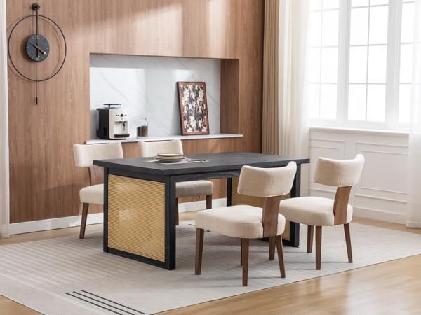 RIVOVA Mid Century Modern Dining Chairs Set of 6 Upholstered Linen Fabric Din...