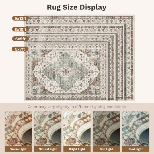 LIVELYGLOW 5x7 Washable Area Rug for Living Room, Large Carpet