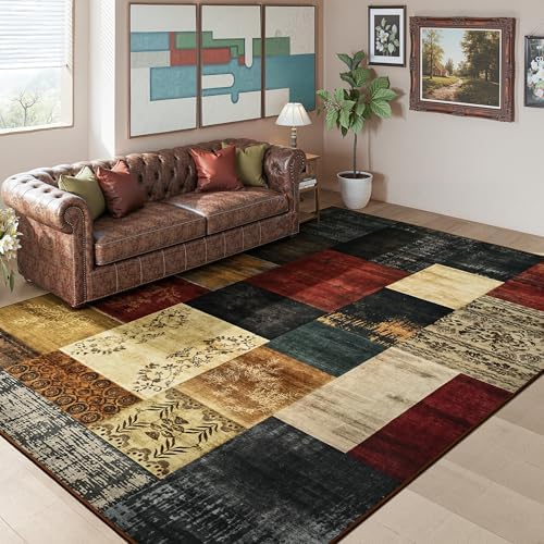 Tepook 8x10 Area Rugs for Living Room, Washable Large Geometric Bedroom Rug