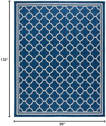 SAFAVIEH Courtyard Collection 8' x 11' Navy/Beige CY6918 Trellis Indo...