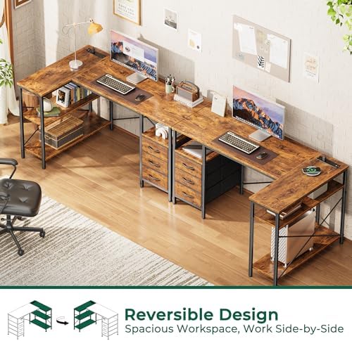 Huuger L Shaped Office Desk with Power Outlets, 47 Inch Computer Desk with 3 ...