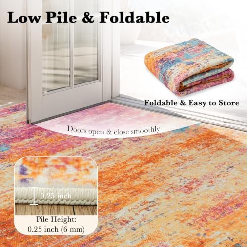 8x10 Area Rugs for Living Room, Abstract Washable Carpet,Colorful
