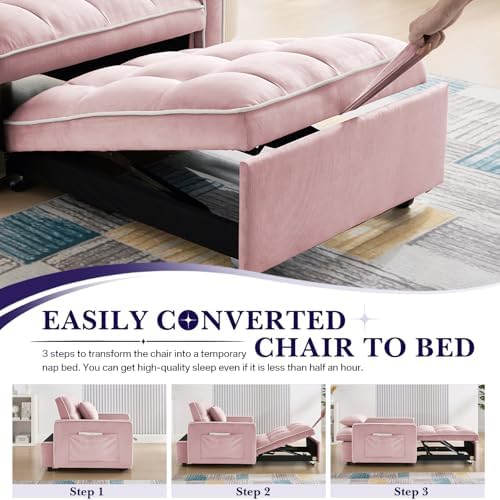 Antetek Convertible Sleeper Chair Bed, 3 in 1 Modern Velvet Pull Out Sofa Bed...