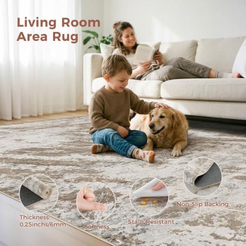 DMOYEST 8x10 Washable Area Rug Abstract Modern Non-Slip Indoor Carpet