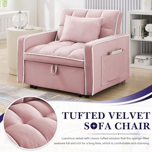 Antetek Convertible Sleeper Chair Bed, 3 in 1 Modern Velvet Pull Out Sofa Bed...