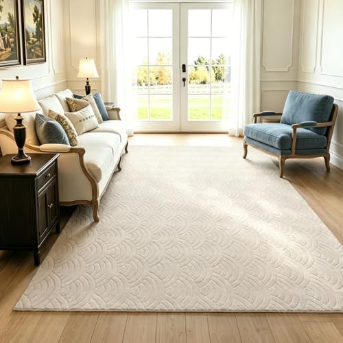 SHACOS Soft Fluffy Arch Waves Pattern High-Low Textured Area Rug 8'x10'