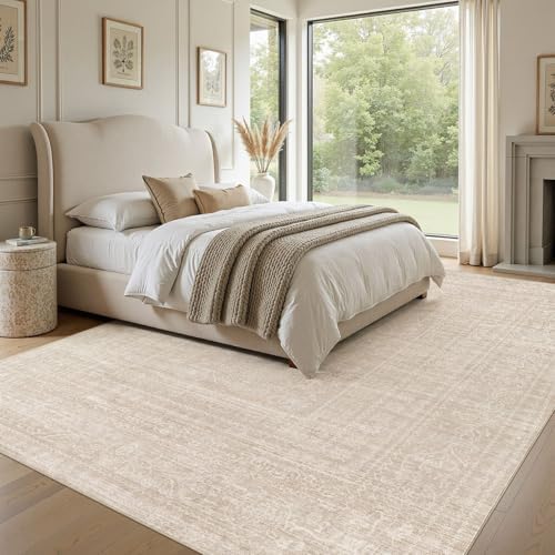 Nakagishi Neutral 10x14 Area Rugs for Living Room Washable, Beige