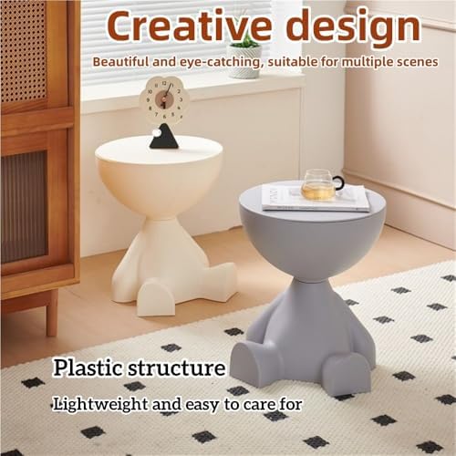Creative Side Table, Bedside Table with Storage, Round End Table, Balcony Tab...