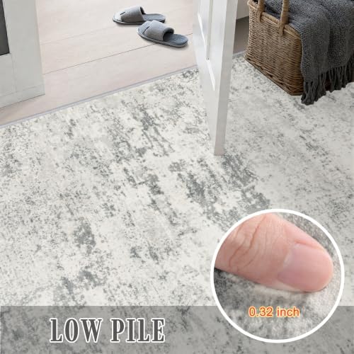 10x14 Area Rug Living Room: Modern Washable Indoor Soft Carpet Gray