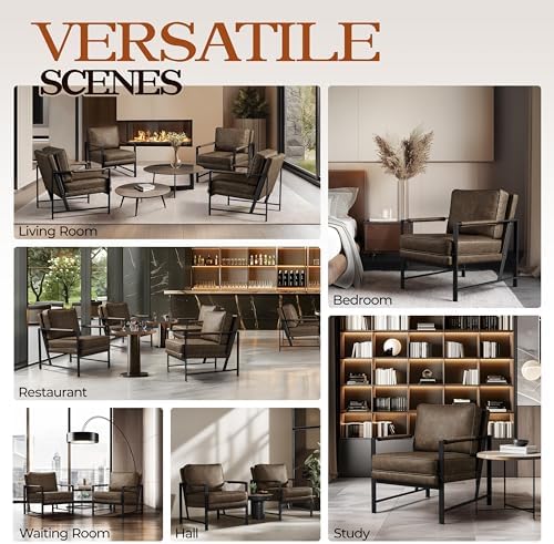 Yaheetech Mid-Century Accent Chair, Modern Armchair, Brown