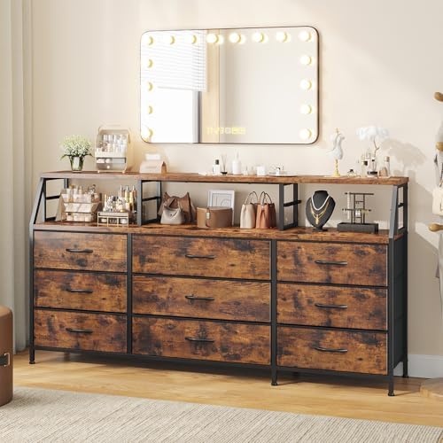 Homkdom Dresser for Bedroom with 9 Fabric Drawers & 55.12" W Display...