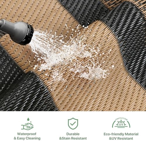 GENIMO Outdoor Rug, Waterproof Plastic Rugs for Patio, 6'x9' Mocha Brown