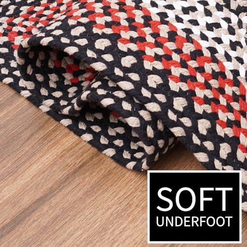 Super Area Rugs 7x9 Black - Red - Brown/Red Oval Large Braided Rug for Farmho...