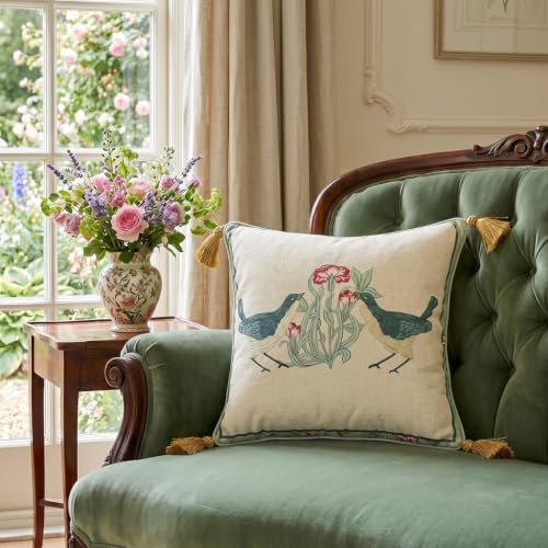 patdrea French Vintage Linen Throw Pillow Cover,18"x18",Set of 2-Ce...