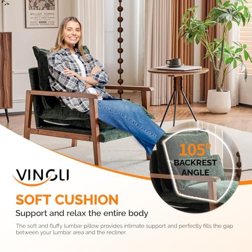 VINGLI Mid-Century Modern Cloud Accent Armchairs set of 2 with Lumbar Pillow,...