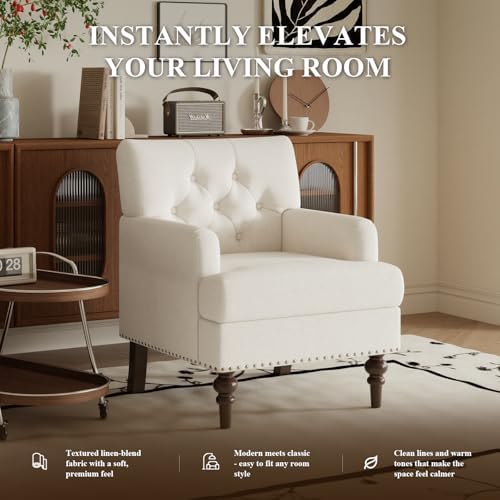 MALOL Modern Accent Chair for Living Room, Comfy Bedroom Reading Armchair, Up...