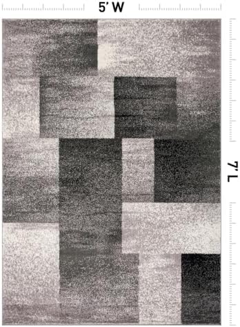Rugshop Distressed Boxes Modern Non-Shedding Cozy Area Rug Gray 5' x 7'