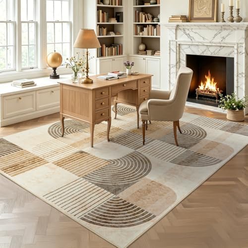 5x7 Washable Area Rugs for Living Room, Non Slip Boho Modern Rug