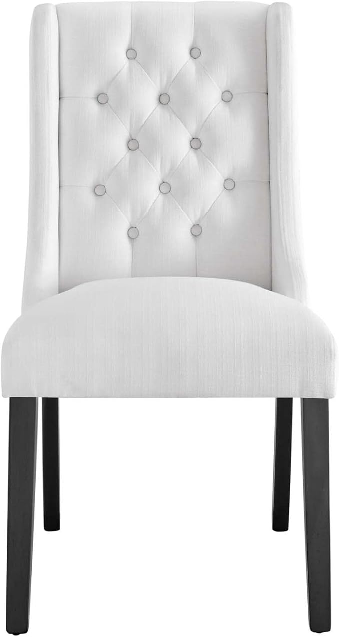 Modway Baronet Button-Tufted Fabric Parsons Dining Chair in White