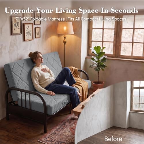 6" Full Size Futon Mattress Replacement with Handles,71X52X6