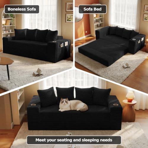 MoonSpeak 77'' Futon Couch Bed, Boneless Sofa for Living Room