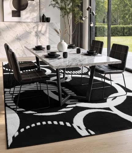 YIHOUSE Washable Black and White 8x10 Area Rugs for Living Room Non Slip