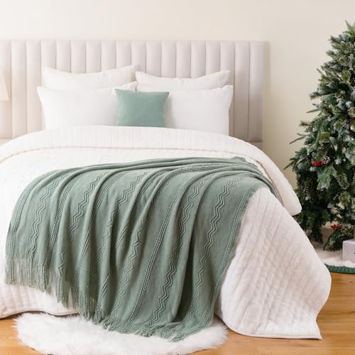 BATTILO HOME Sage Green Throw Blanket for Couch, 50"x60"