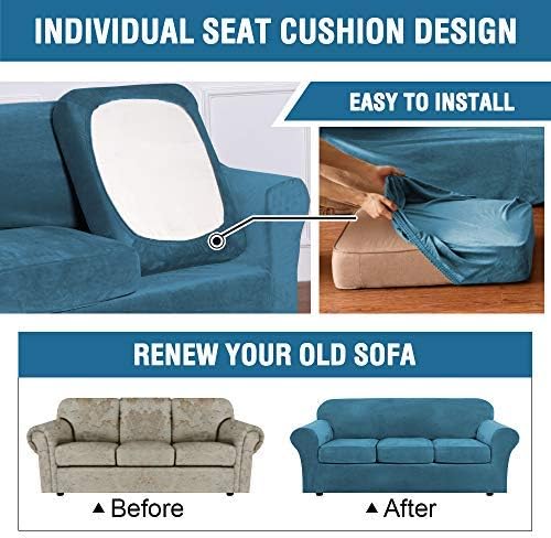 H.VERSAILTEX Rich Velvet Stretch 2 Piece Chair Cover Chair Slipcover Sofa Cov...