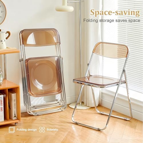 2 Pack Acrylic Folding Chair,Brown
