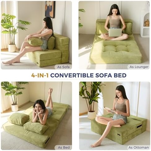 MAXYOYO Convertible Sofa Bed, Fold Out Sofa Couch with Pillow for Adults