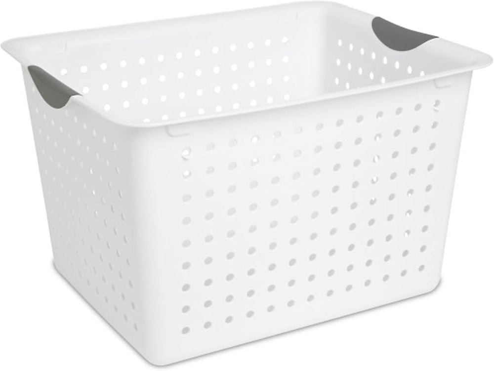 Sterilite 12 Pack Large Deep Ultra Plastic Storage Basket Laundry Tote