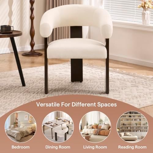 Modern Accent Chair, Barrel Armchair, U-Shaped Backrest, White