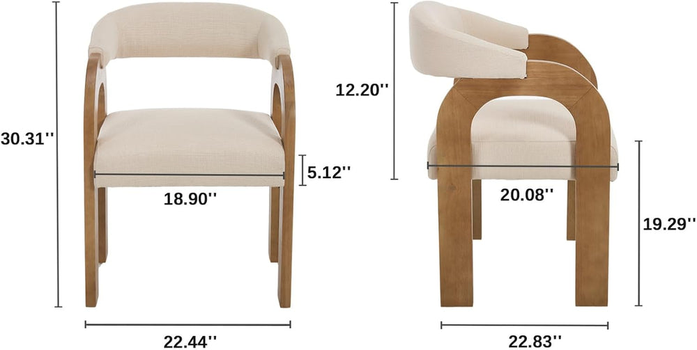 Farmhouse Dining Chairs Set of 4 - Upholstered Armchairs with Linen Cushions ...