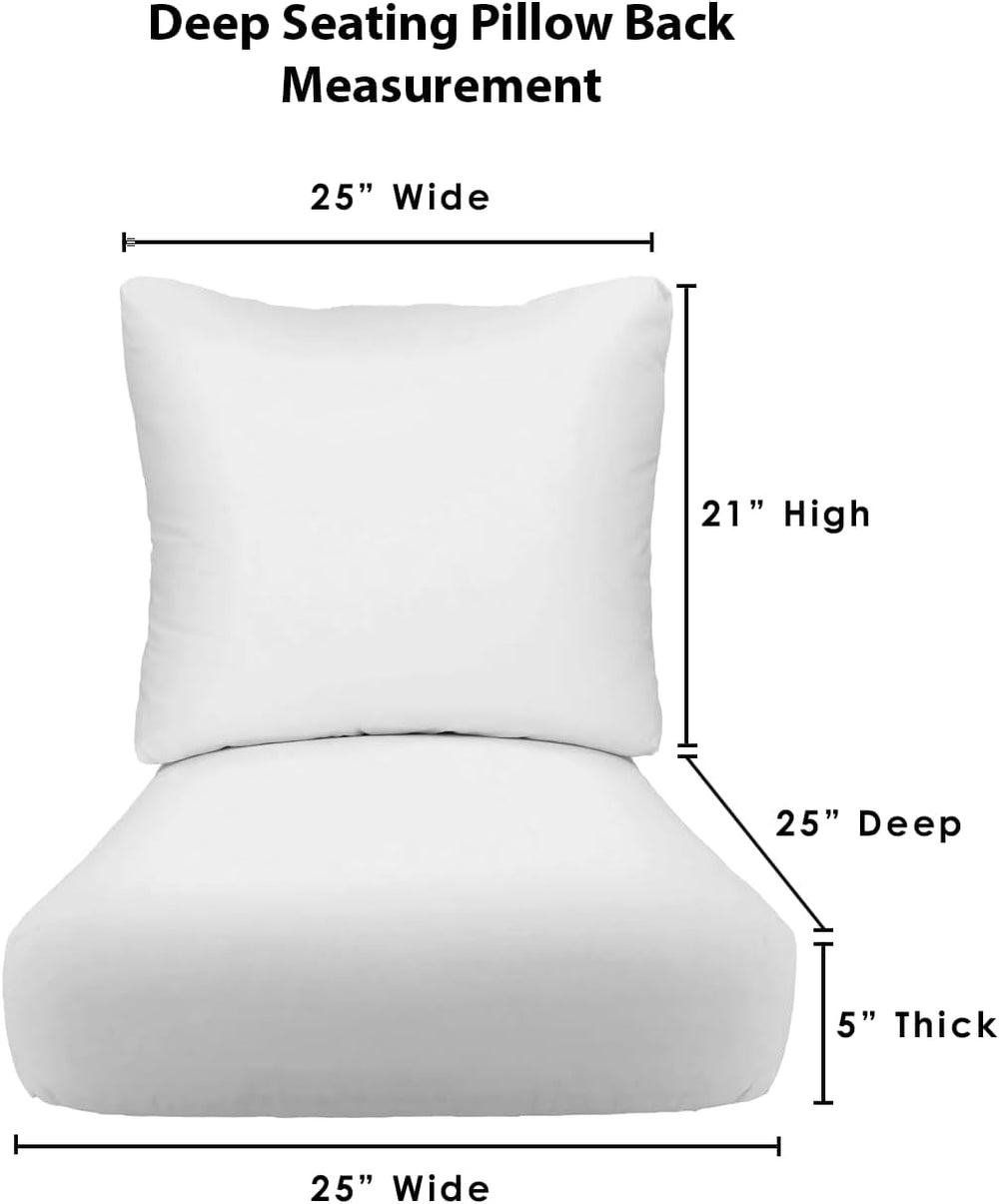 RSH DECOR Sunbrella Deep Seating Cushion with Pillow Back | 25” x 25” x 5&quo...