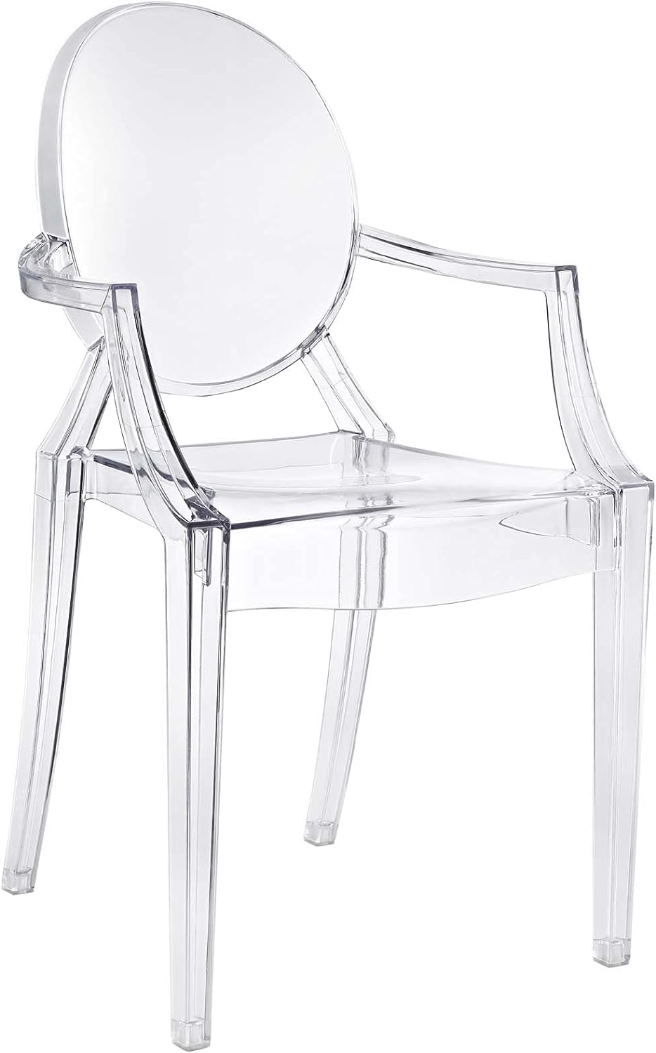 Modway Casper Modern Acrylic Stacking Kitchen and Dining Room Arm Chair in Cl...