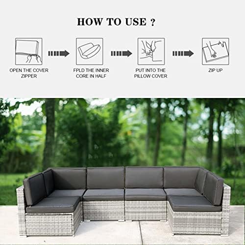 14Pcs Patio Cushion Covers Replacement Splashproof UV-Resistant Inelastic Cov...
