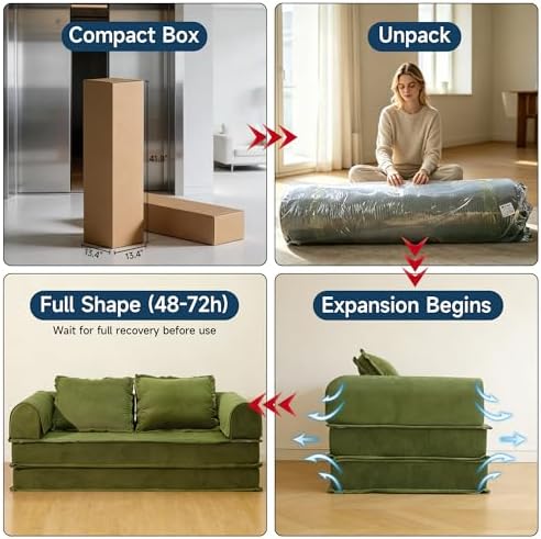 79" Futon Sofa Bed, Daybed Couch with Fixed-Shape Frame, 4-in-1 Boneless...