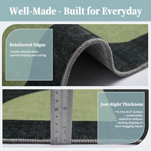 ThreadGlobe Abstract 9x12 Area Rugs Geometric for Living Room, Dark Green