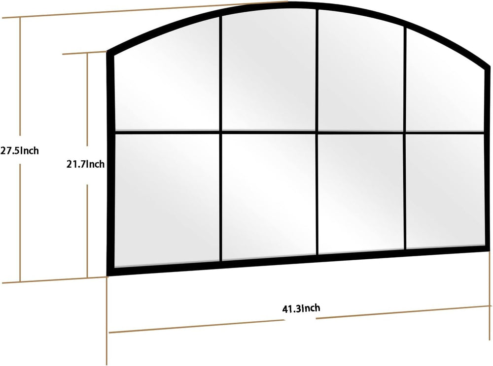 WAMIRRO 42x28 Large Black Arched Window Pane Wall Mirrors, Farmhouse Decor