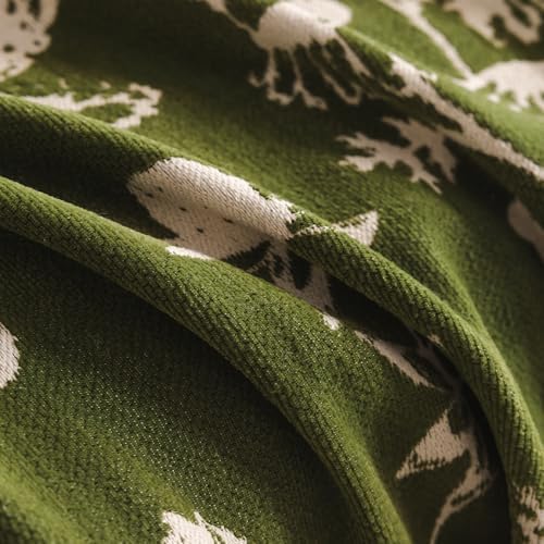 DREAMINGO Green Floral Armchair Cover Farmhouse Botanical Jacquard Recliner C...