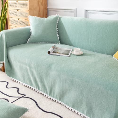 VClife Farmhouse Style Couch Cover for Dog Sage Green Sofa Covers for Oversiz...
