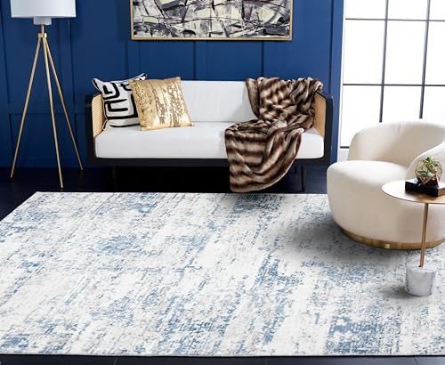 SAFAVIEH Amelia Area Rug 8'x10', Modern Ivory & Blue ALA700A