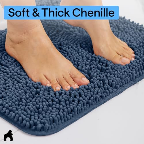 GORILLA GRIP Bathroom Area Rug Sets 2 Piece, Soft Chenille, 30x20 Navy