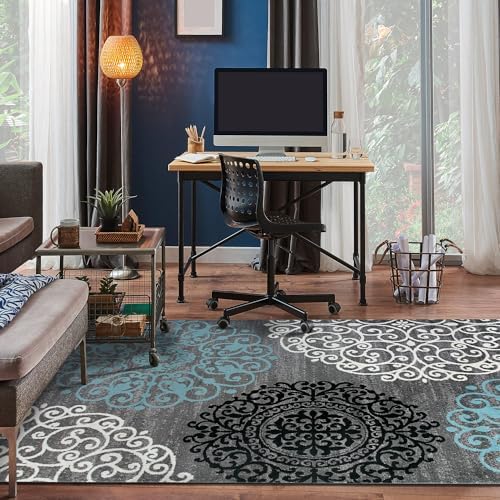 Rugshop Contemporary Modern Floral High Traffic Area Rug Gray 3'3" x...
