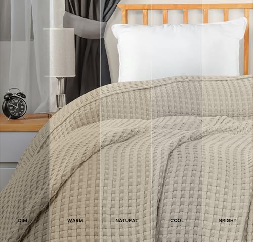 Utopia Bedding 100% Cotton Waffle Blanket Queen Size Khaki, 90x90 Inch