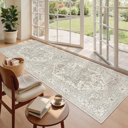 Madane Hallway Runner 3x8, Kitchen Rugs Washable Entry Rug, Beige/Brown