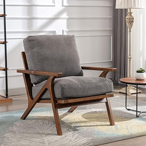 chairus Mid-Century Modern Accent Chair, Comfy Upholstered Lounge Armchair wi...